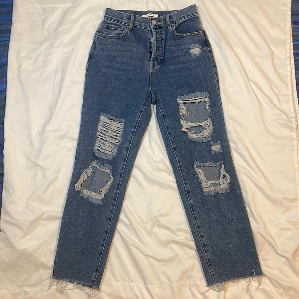 High rise straight leg ripped jeans pacsun size 26